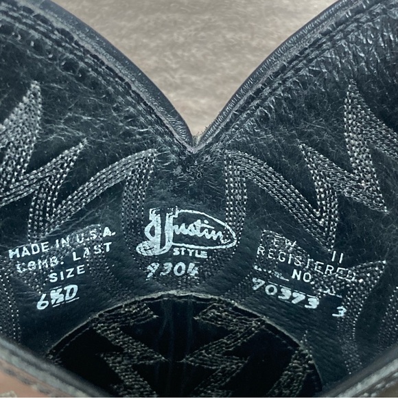 Justin Lizard Leather Western Cowgirl Boots-Women’s 8-Black/White-Genuine-Exotic - Picture 6 of 9